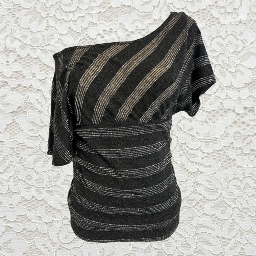 vintage striped batwing short sleeve top